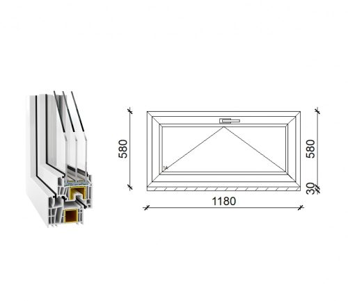 Decco 83 műanyag bukó ablak 3 rétegű üveggel 120x60