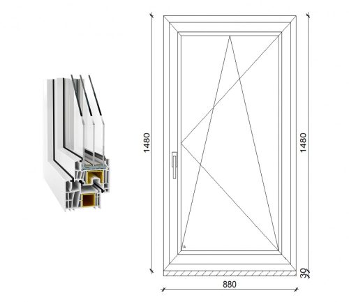 Decco 83 műanyag bukó-nyíló ablak 3 rétegű üveggel 90x150